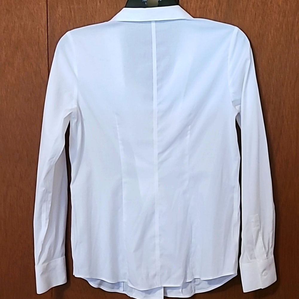 Talbots White Fitted Button Front Long Sleeve Blo… - image 5
